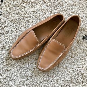 Tod’s Driving Loafers Camel Leather Square Toe